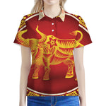 Chinese Ox Zodiac Sign Print Women's Polo Shirt