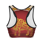 Chinese Ox Zodiac Sign Print Women's Sports Bra