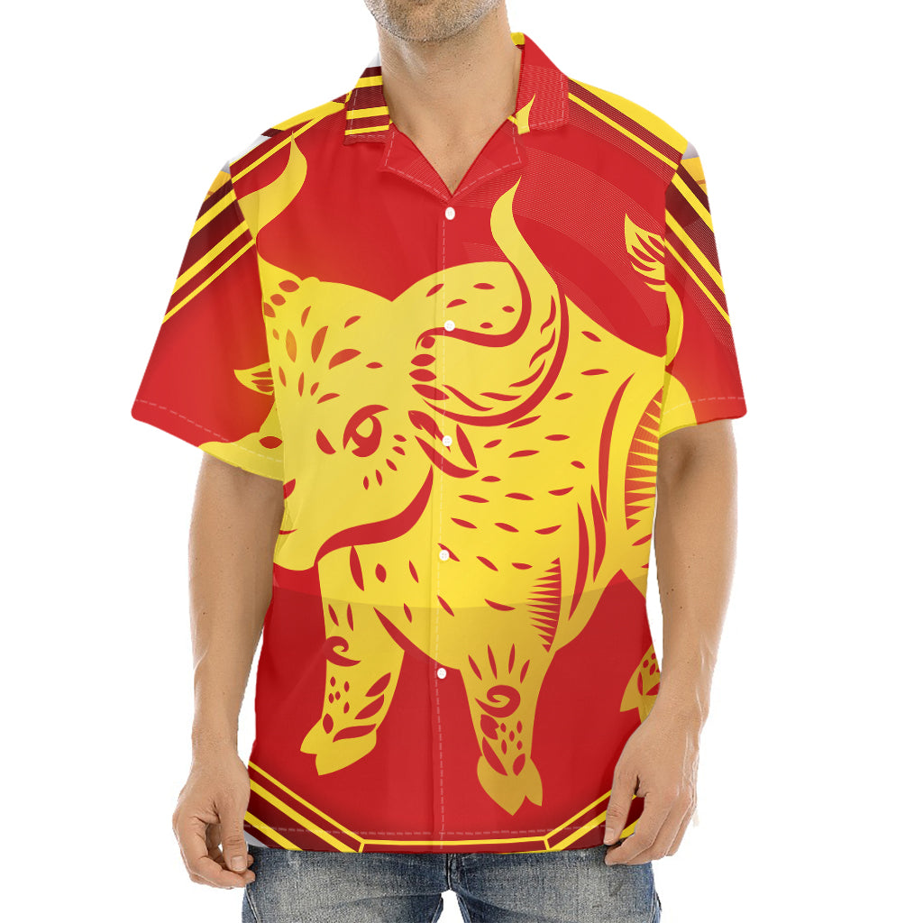 Chinese Ox Zodiac Symbol Print Aloha Shirt