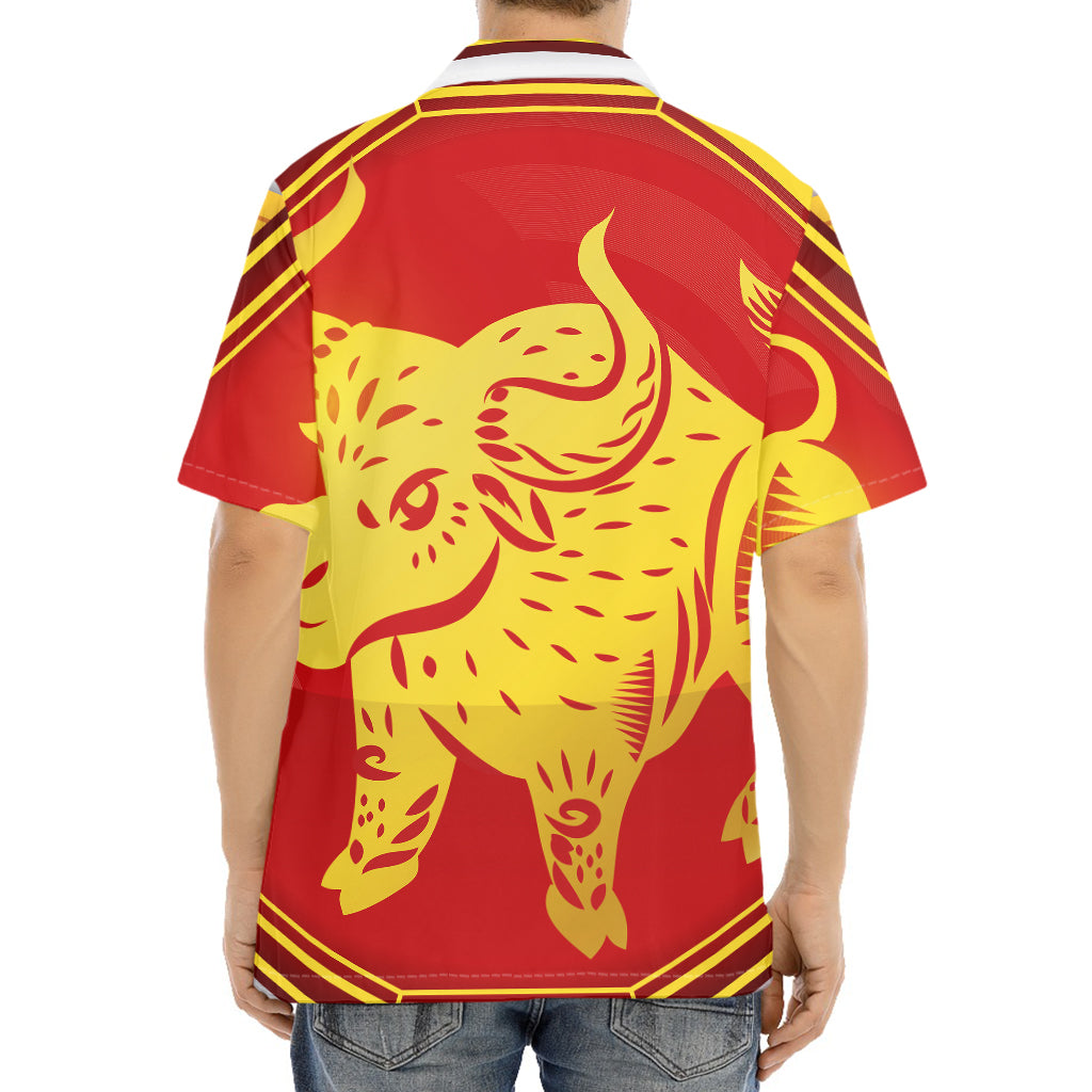 Chinese Ox Zodiac Symbol Print Aloha Shirt
