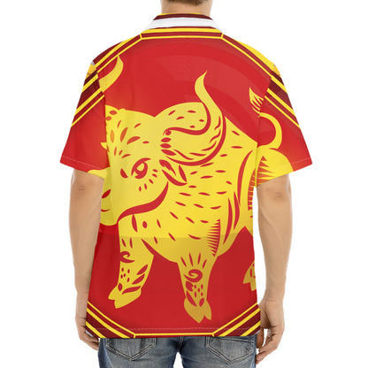 Chinese Ox Zodiac Symbol Print Aloha Shirt