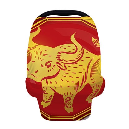 Chinese Ox Zodiac Symbol Print Baby Seat Cover
