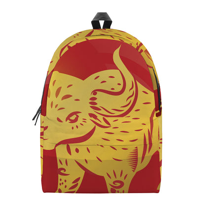 Chinese Ox Zodiac Symbol Print Backpack