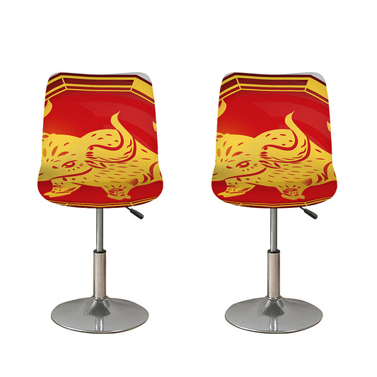 Chinese Ox Zodiac Symbol Print Bar Stool Covers