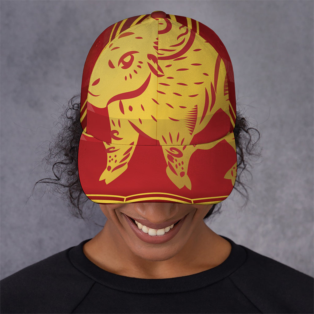 Chinese Ox Zodiac Symbol Print Baseball Cap