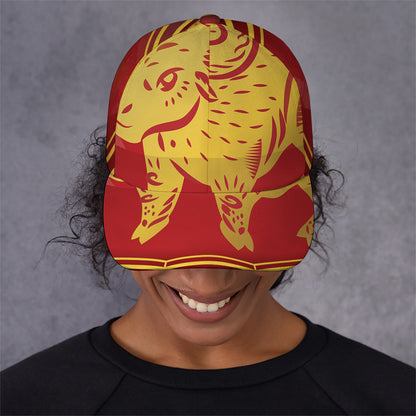 Chinese Ox Zodiac Symbol Print Baseball Cap