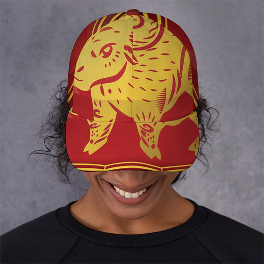 Chinese Ox Zodiac Symbol Print Baseball Cap