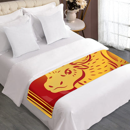 Chinese Ox Zodiac Symbol Print Bed Runner