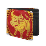 Chinese Ox Zodiac Symbol Print Bifold Wallet