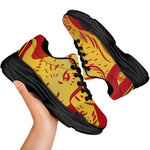 Chinese Ox Zodiac Symbol Print Black Chunky Shoes