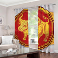 Chinese Ox Zodiac Symbol Print Dimout Grommet Curtains
