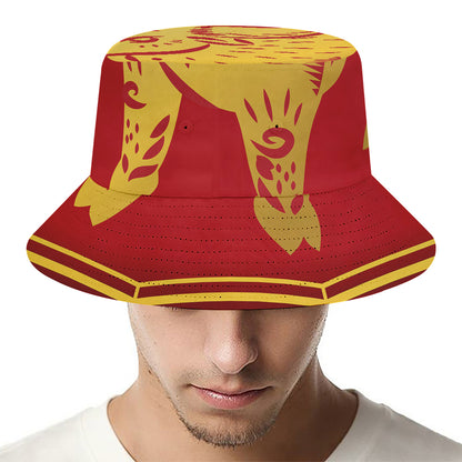 Chinese Ox Zodiac Symbol Print Bucket Hat