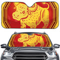 Chinese Ox Zodiac Symbol Print Car Windshield Sun Shade