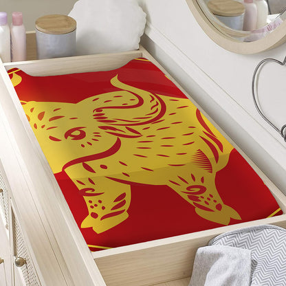 Chinese Ox Zodiac Symbol Print Changing Pad Cover