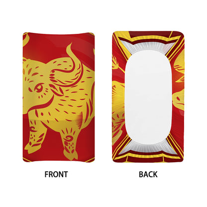 Chinese Ox Zodiac Symbol Print Changing Pad Cover