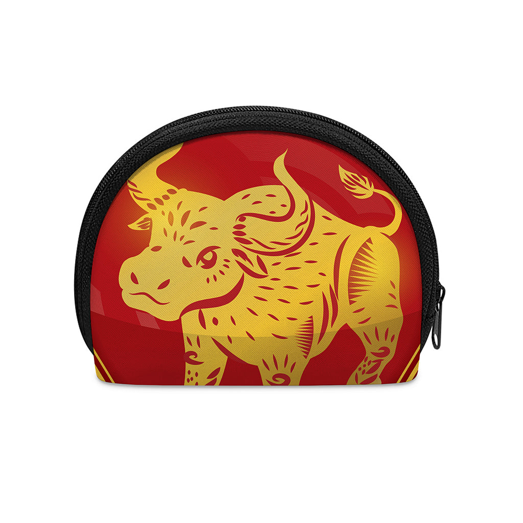 Chinese Ox Zodiac Symbol Print Coin Purse