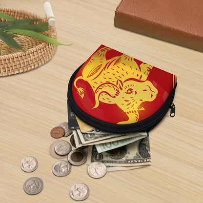Chinese Ox Zodiac Symbol Print Coin Purse