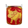 Chinese Ox Zodiac Symbol Print Collapsible Laundry Basket