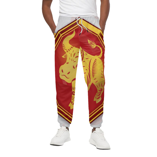 Chinese Ox Zodiac Symbol Print Cotton Pants