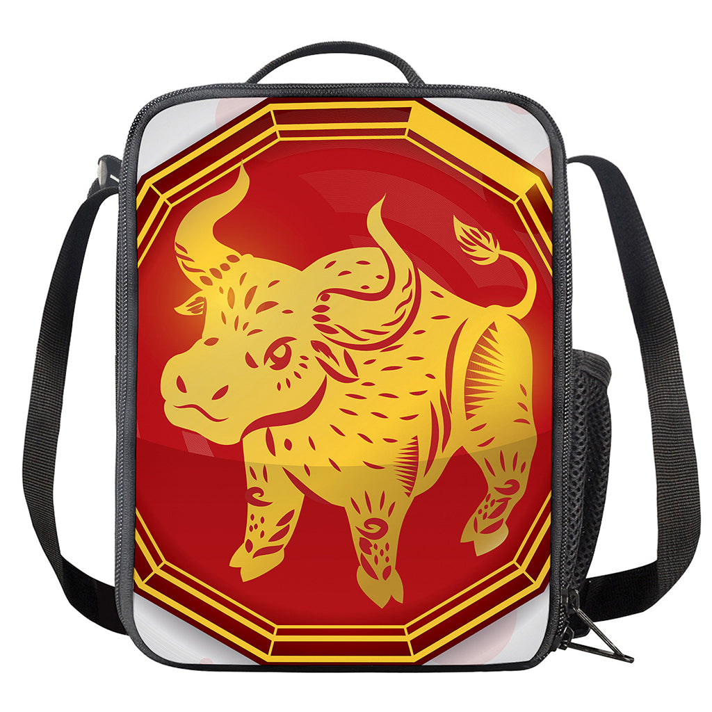 Chinese Ox Zodiac Symbol Print Crossbody Lunch Bag