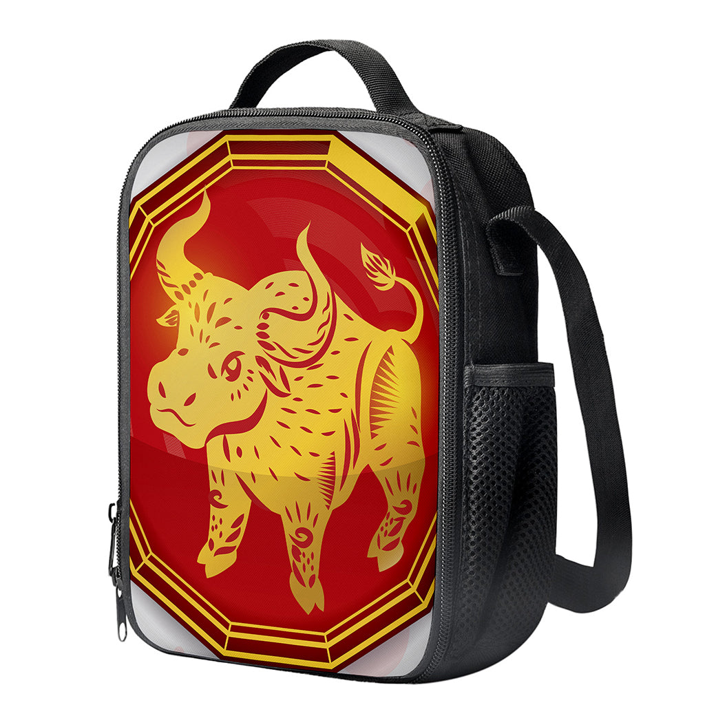 Chinese Ox Zodiac Symbol Print Crossbody Lunch Bag