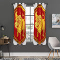Chinese Ox Zodiac Symbol Print Grommet Curtain Panels
