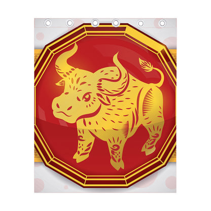 Chinese Ox Zodiac Symbol Print Curtain
