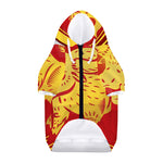 Chinese Ox Zodiac Symbol Print Dog Zip Up Hoodie