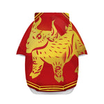 Chinese Ox Zodiac Symbol Print Dog Zip Up Hoodie