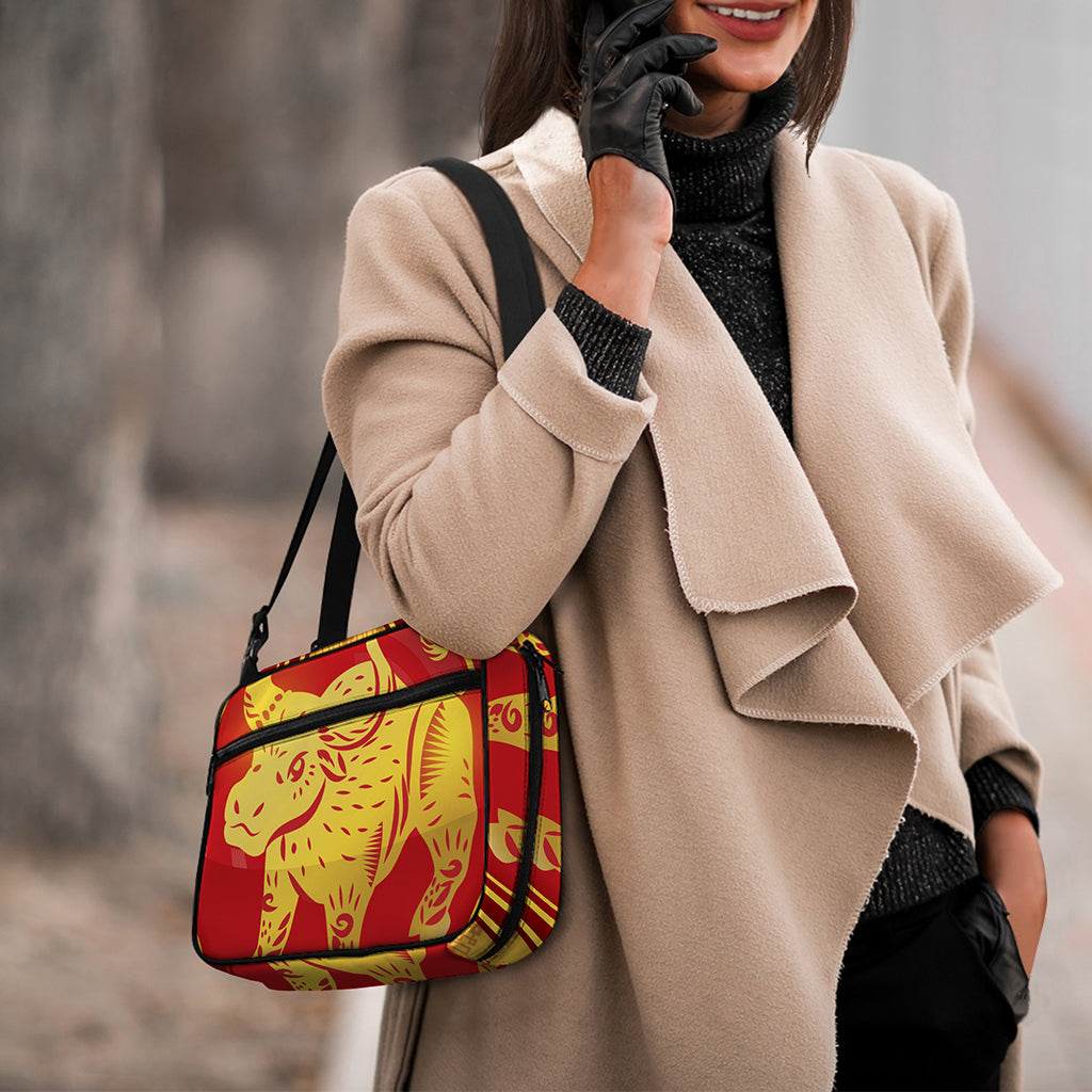 Chinese Ox Zodiac Symbol Print Double Strap Bible Bag