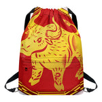 Chinese Ox Zodiac Symbol Print Drawstring Backpack