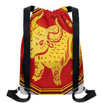 Chinese Ox Zodiac Symbol Print Drawstring Backpack