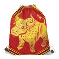 Chinese Ox Zodiac Symbol Print Drawstring Bag