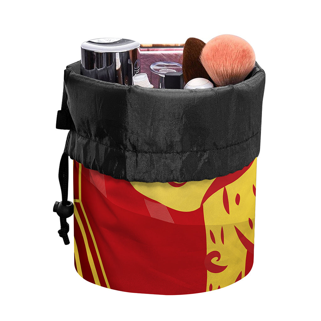 Chinese Ox Zodiac Symbol Print Drawstring Makeup Bag