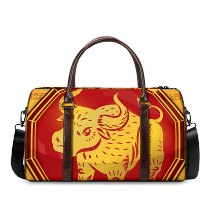 Chinese Ox Zodiac Symbol Print Duffle Bag