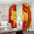 Chinese Ox Zodiac Symbol Print Extra Wide Grommet Curtains