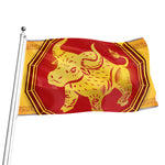 Chinese Ox Zodiac Symbol Print Flag
