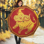 Chinese Ox Zodiac Symbol Print Foldable Umbrella