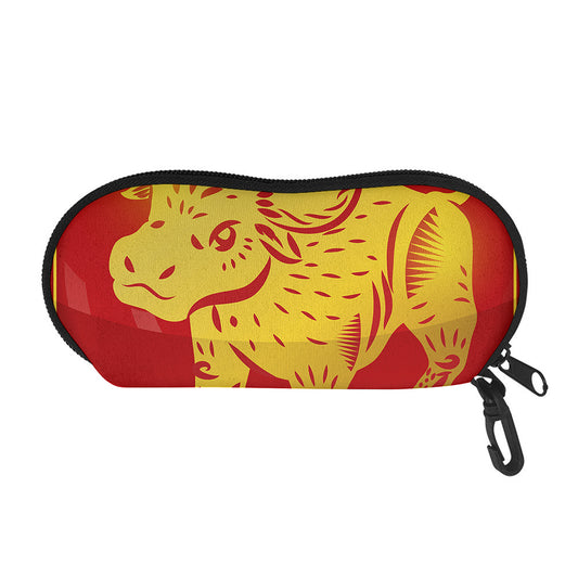 Chinese Ox Zodiac Symbol Print Glasses Case