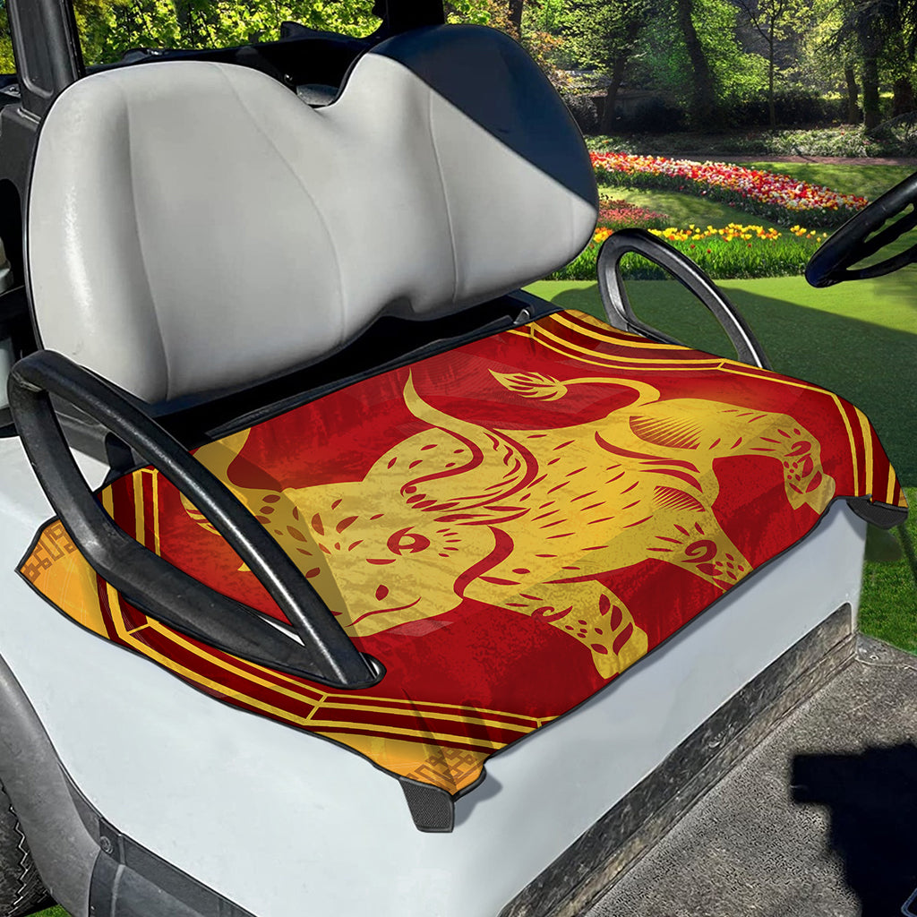 Chinese Ox Zodiac Symbol Print Golf Cart Seat Cover
