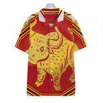 Chinese Ox Zodiac Symbol Print Hawaiian Shirt