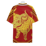 Chinese Ox Zodiac Symbol Print Hawaiian Shirt