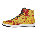 Chinese Ox Zodiac Symbol Print High Top Leather Sneakers