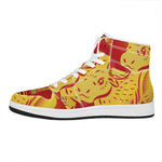 Chinese Ox Zodiac Symbol Print High Top Leather Sneakers