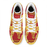 Chinese Ox Zodiac Symbol Print High Top Leather Sneakers