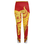 Chinese Ox Zodiac Symbol Print High-Waisted Pocket Leggings