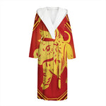 Chinese Ox Zodiac Symbol Print Hooded Bathrobe