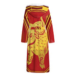 Chinese Ox Zodiac Symbol Print Hooded Bathrobe