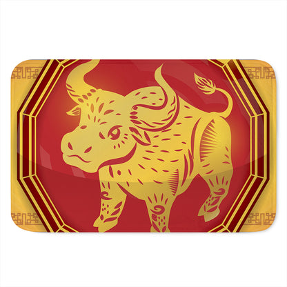 Chinese Ox Zodiac Symbol Print Indoor Door Mat