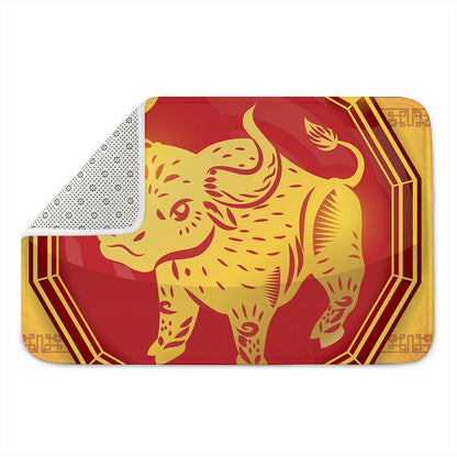 Chinese Ox Zodiac Symbol Print Indoor Door Mat